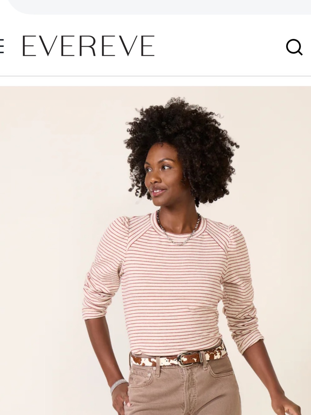 Evereve Jeanne Striped Puff Sleeve Top size S